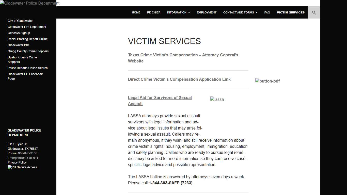 Victim Services | Gladewater Police Department