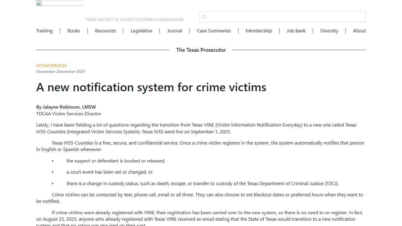 A new notification system for crime victims | Texas District & County Attorneys Association